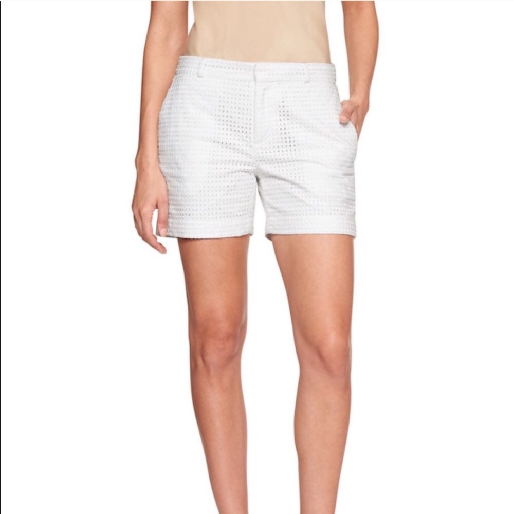 Hardly Worn Banana Republic Eyelet White Shorts